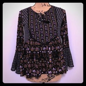 Style & Co Floral Print Peasant Top Petite Plus